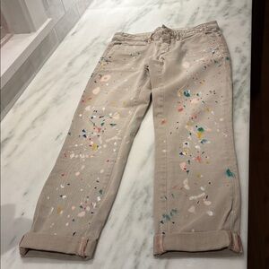 Anthropologie chinos paint splattered 24P